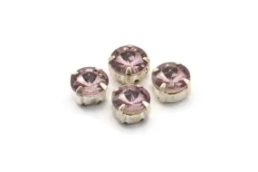 12 Light Amethyst Rivoli Sew On Rhinestone Brass Prong Setting 4 Hole Slider 8.3mm SS39