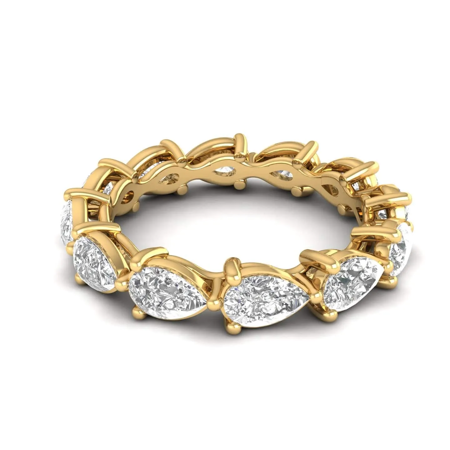 14K & 18K Gold Pear East West Diamond Eternity Ring, Lab Grown