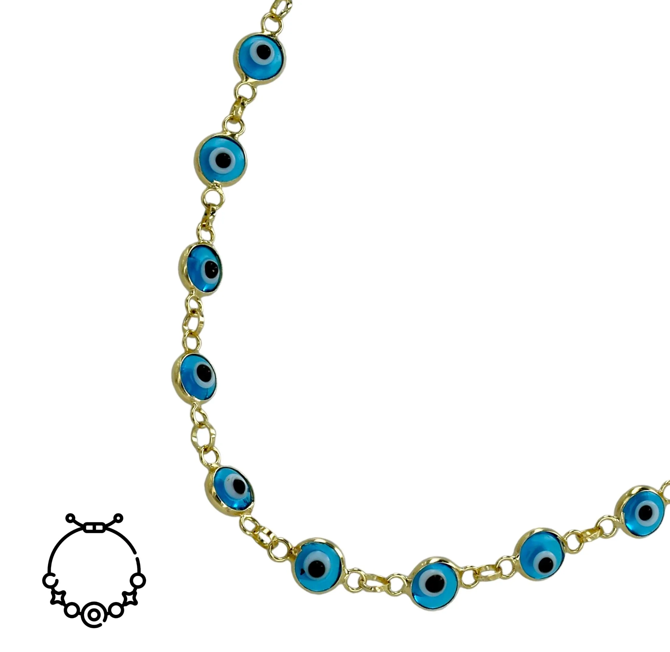 14k Yellow gold aqua eyes bracelet