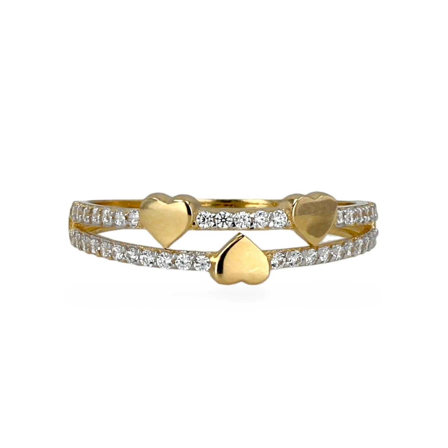 14K yellow gold hearts ring-22431