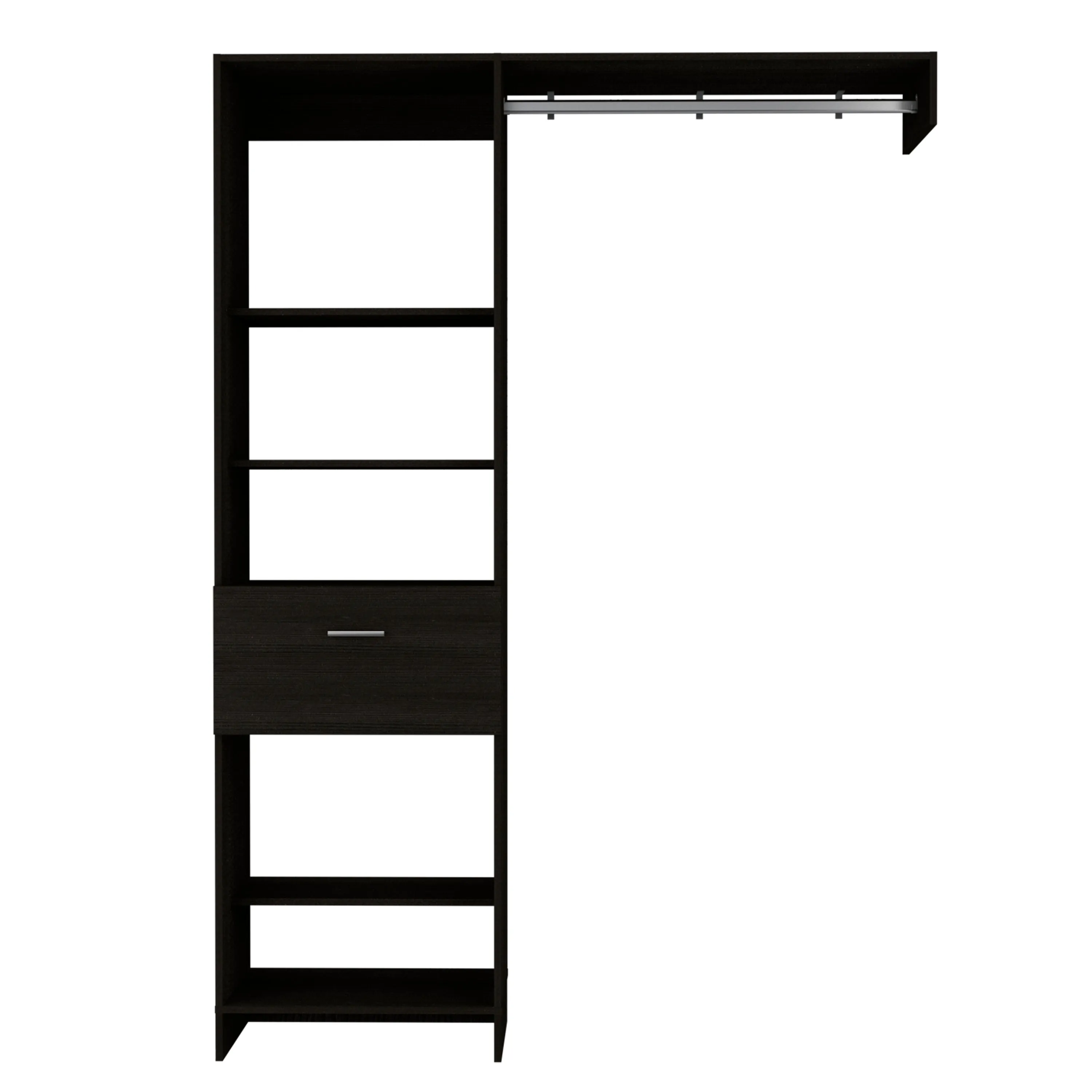 150 Closet System British Metal Rod One Drawer Black