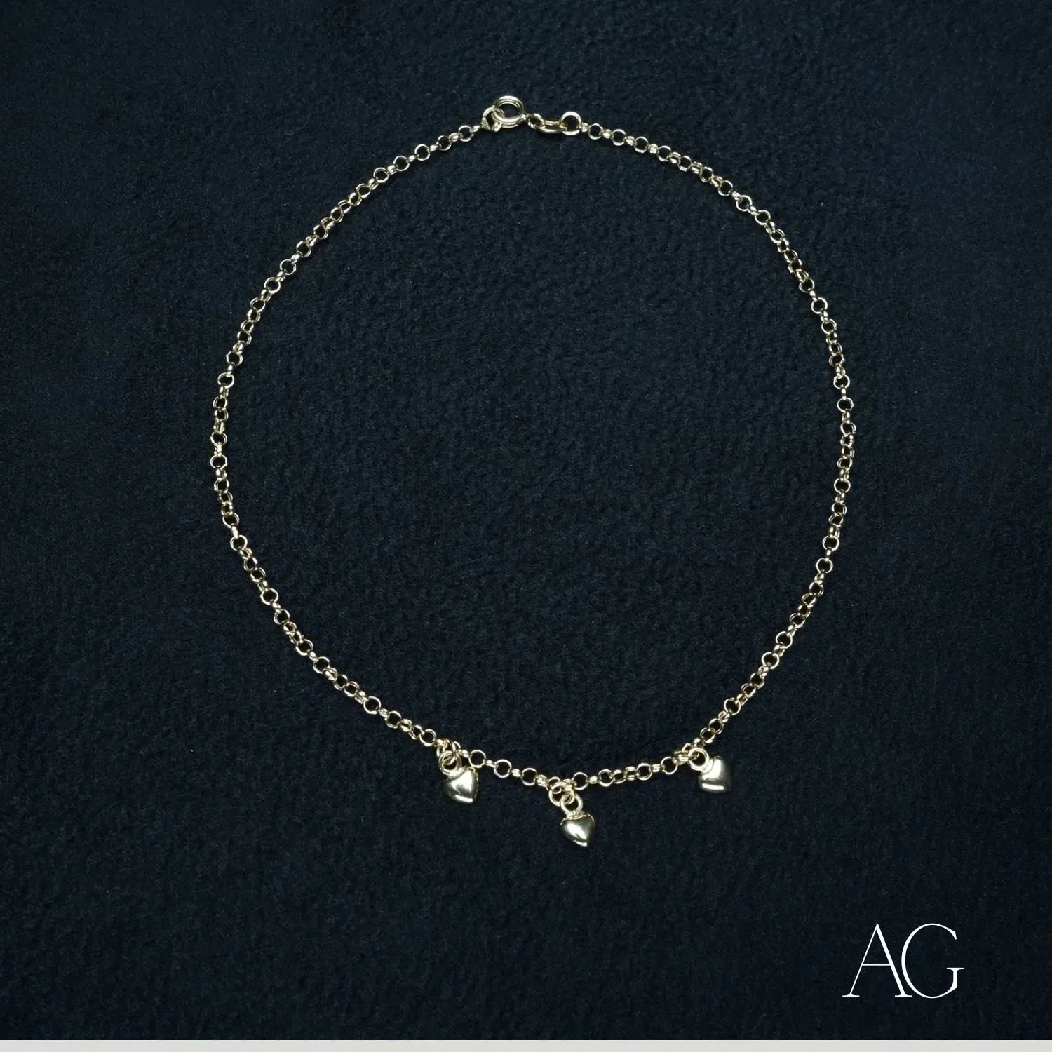 18k Gold Heart Charm Anklet