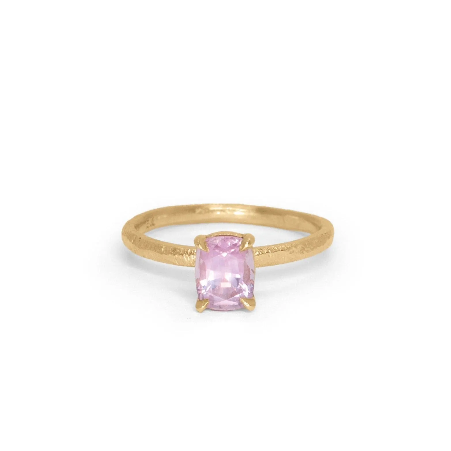 18K Pacific Engagement Ring with Pink Cushion Cut Sapphire