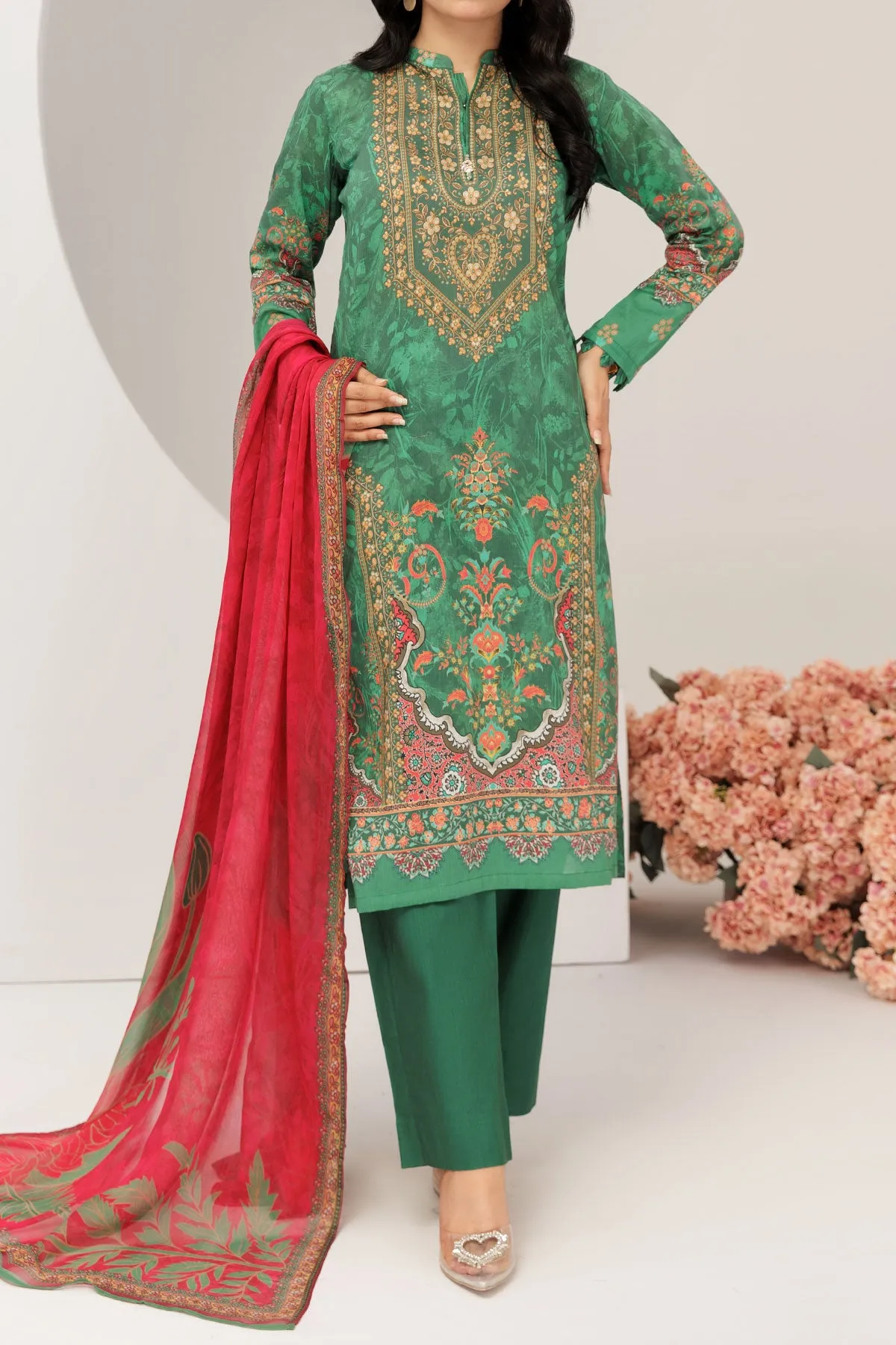 3 PIECE UNSTITCHED LAWN | UN-DPC-346