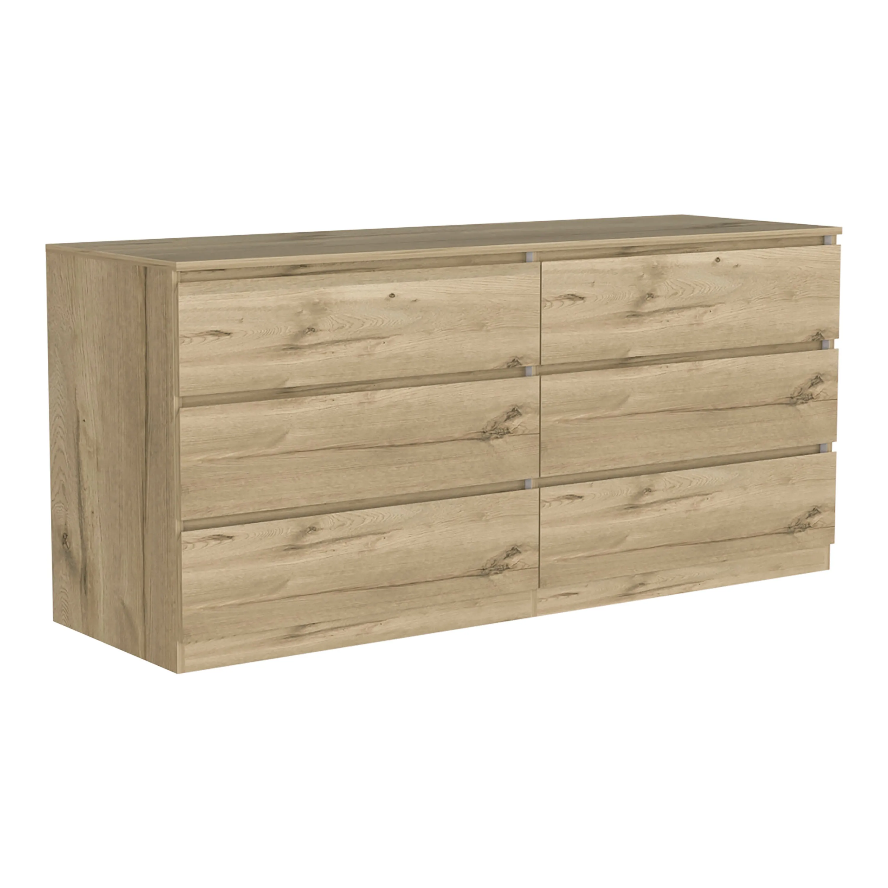 6 Drawer Double Dresser Tronx Superior Top Light Oak/White