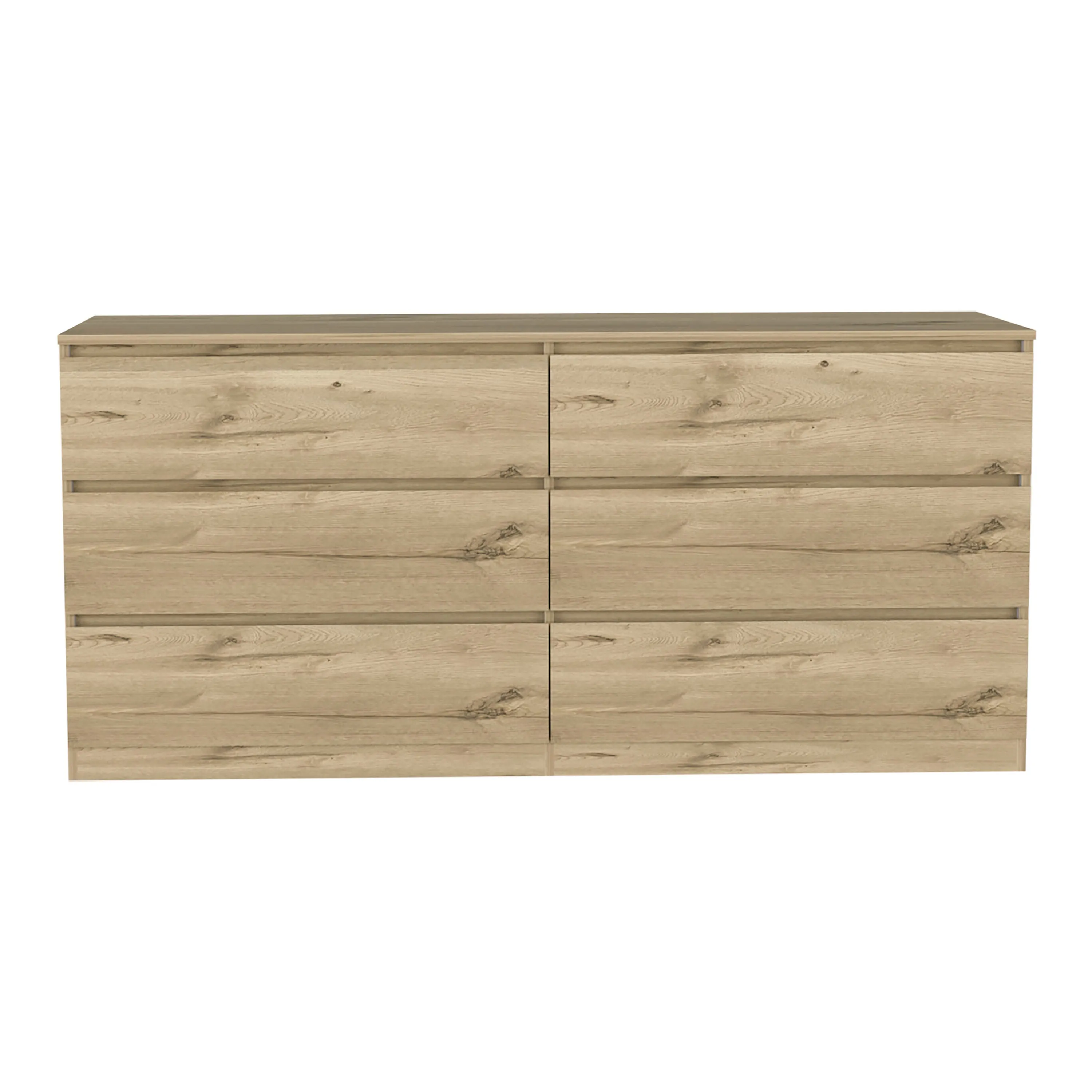 6 Drawer Double Dresser Tronx Superior Top Light Oak/White