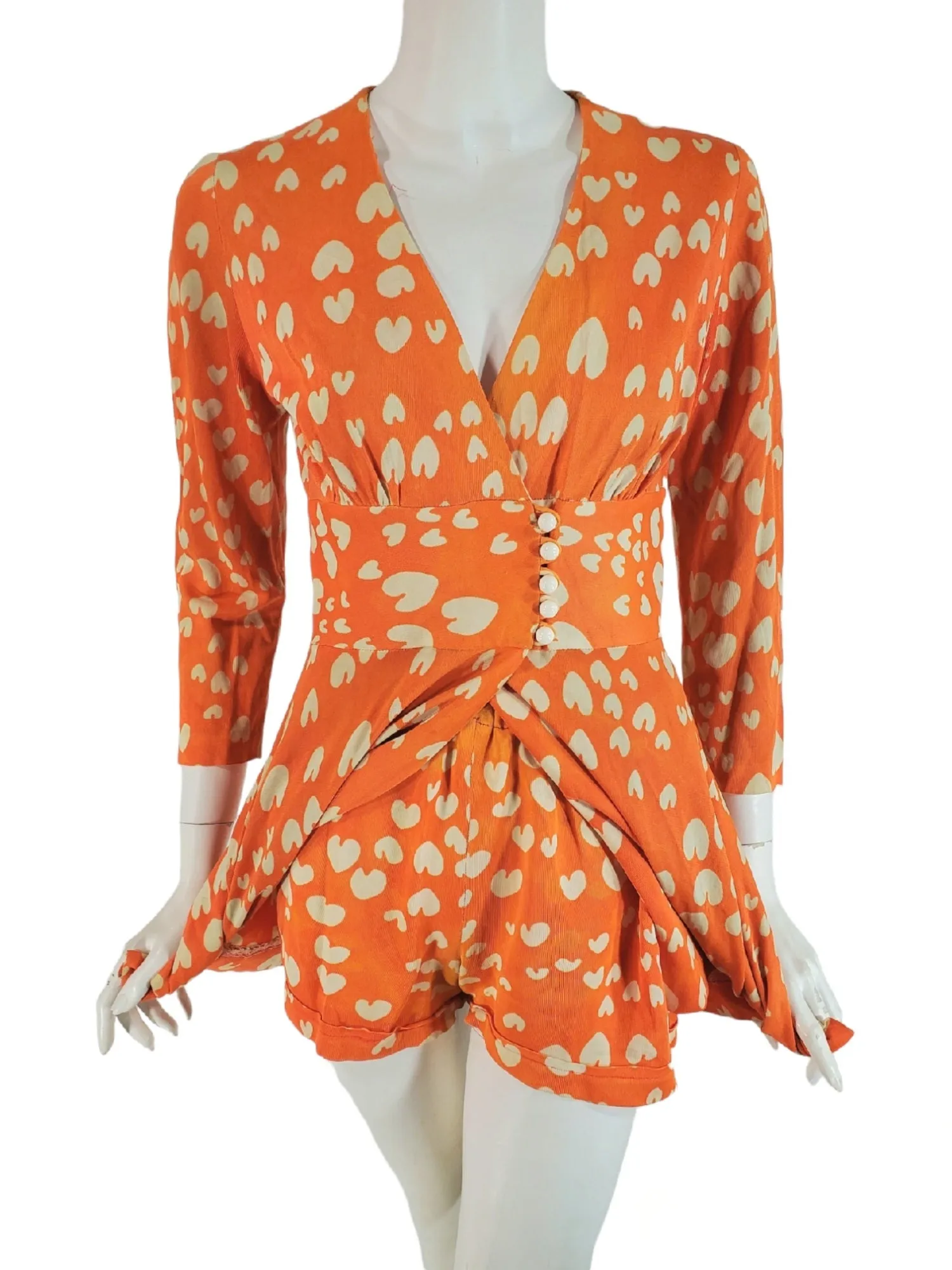 60s/70s Hotpants Outfit in Orange and White - sm