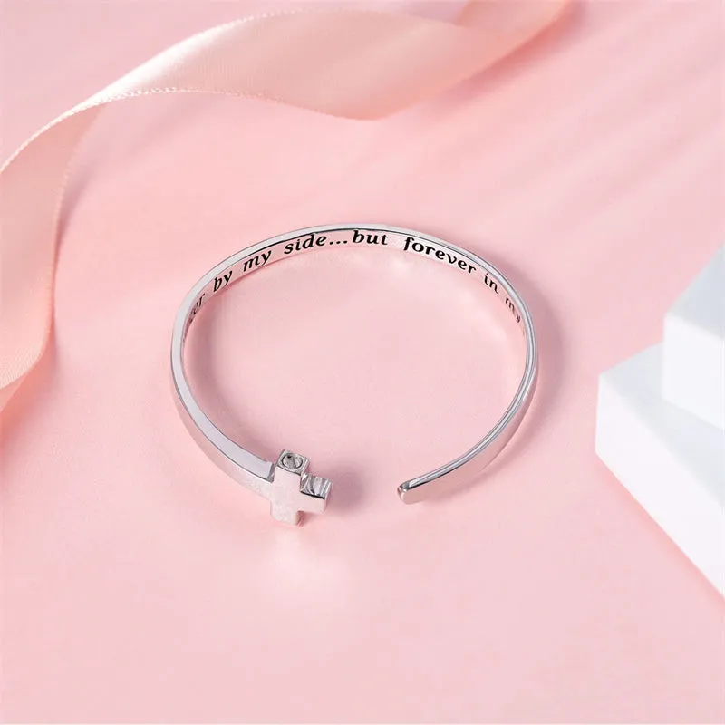 925 Sterling Silver Cross Urn Bracelet for Ashes Adjustable Cross Cuff Bangle Memorial