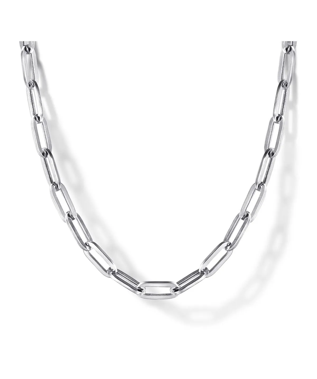 925 Sterling Silver Solid Paper Clip Chain Necklace