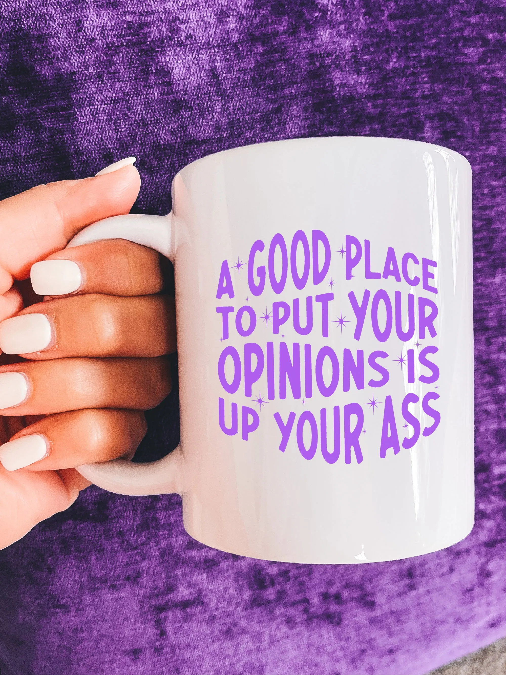 A Good Place To Put Your Opinions Is Up Your A-- Mug