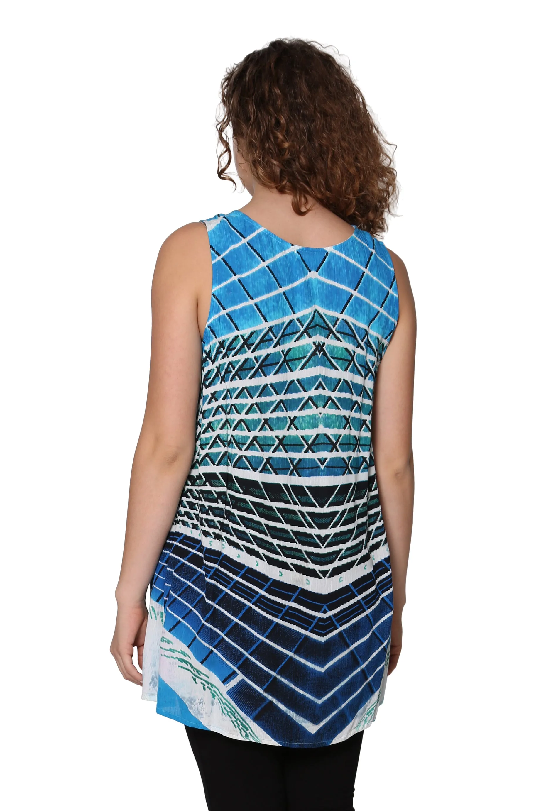 Abstract Printed Sleeveless A-Line Top