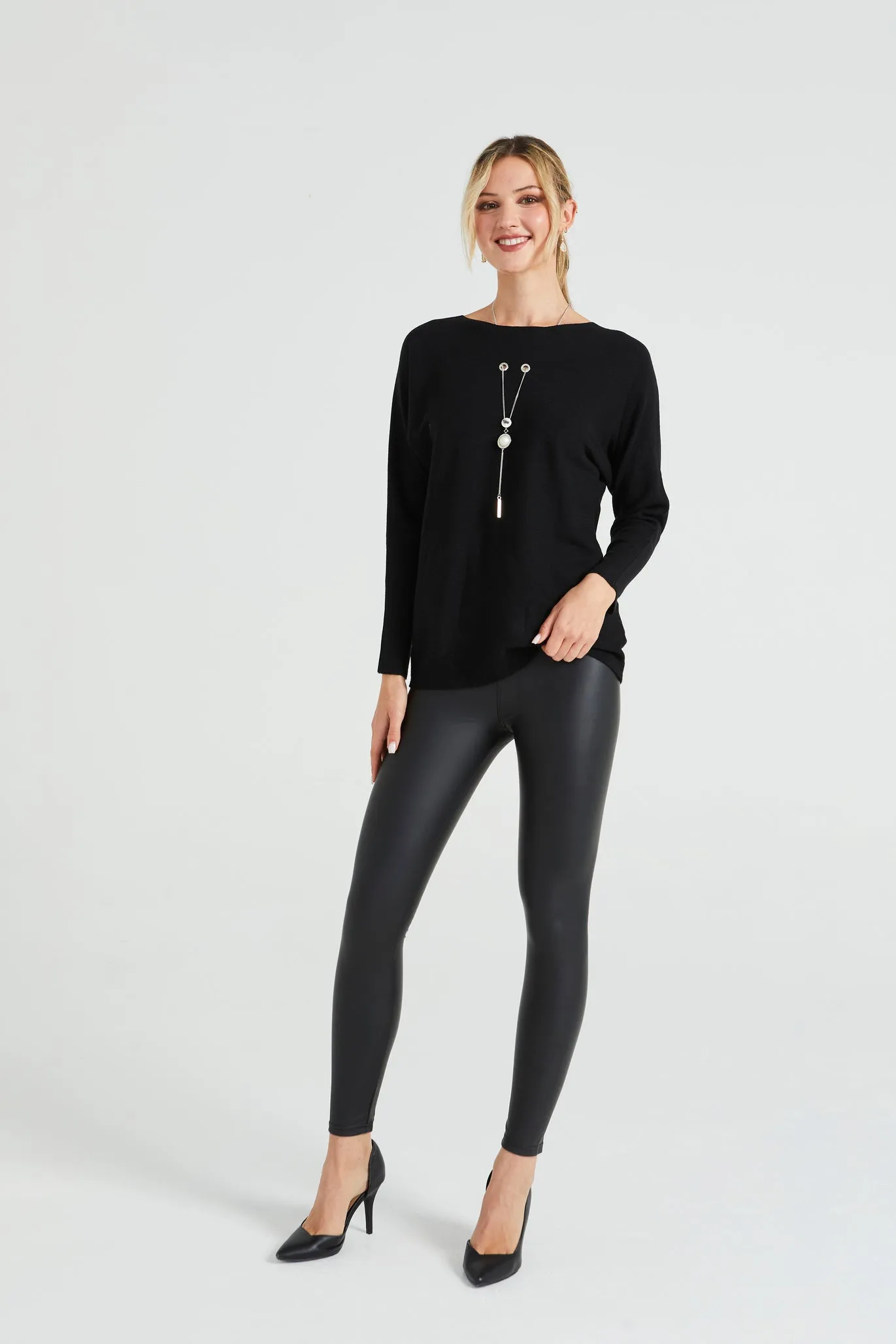 Angeleye Batwing Knitted Jumper With Necklace Detail