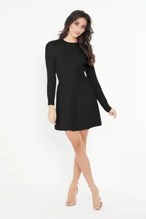 Angeleye Knitted Skater Mini Dress In Black