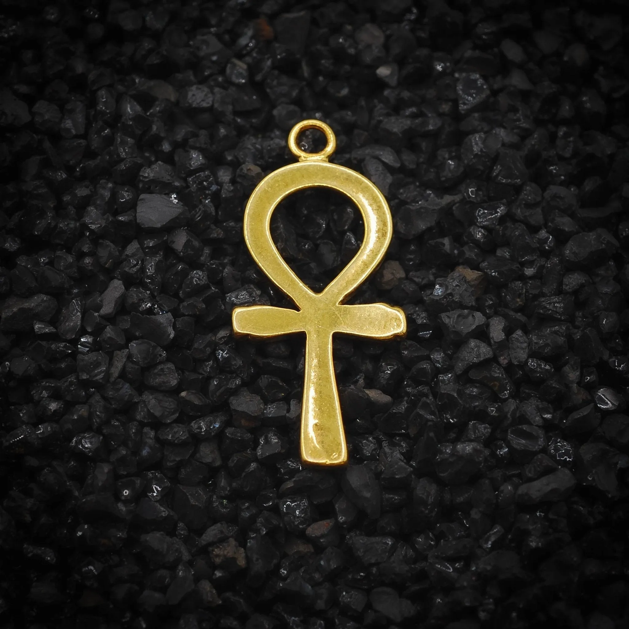 Ankh Key of Eternal Life Smooth Hieroglyphics Ancient Egyptian Charm | 14K Solid Gold | Jewelry Making Pendant