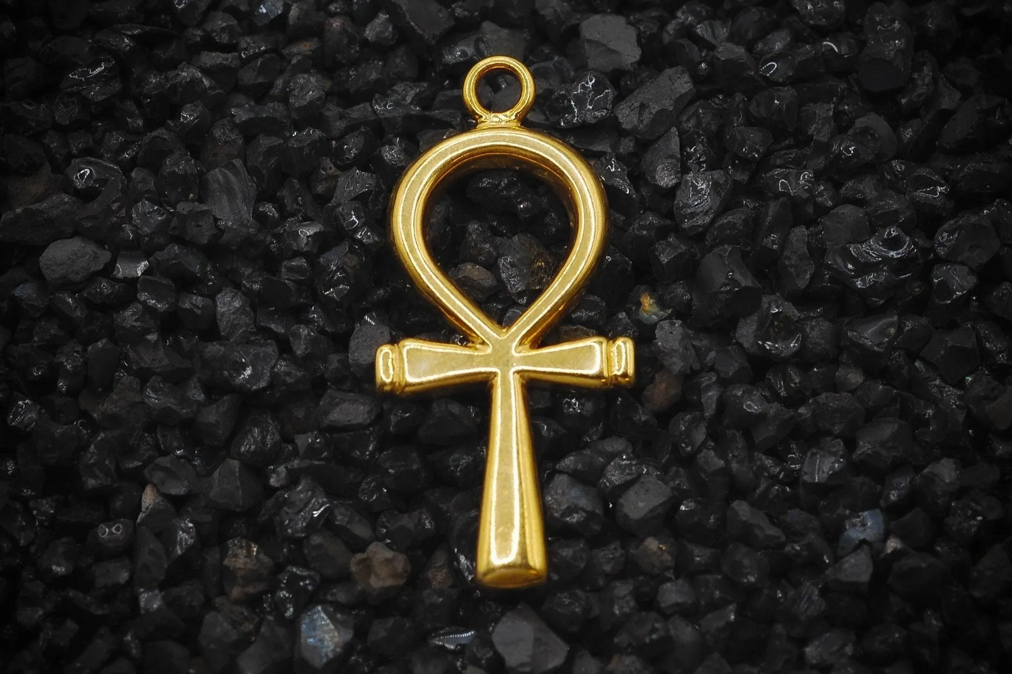 Ankh Key of Eternal Life Smooth Hieroglyphics Ancient Egyptian Charm | 14K Solid Gold | Jewelry Making Pendant