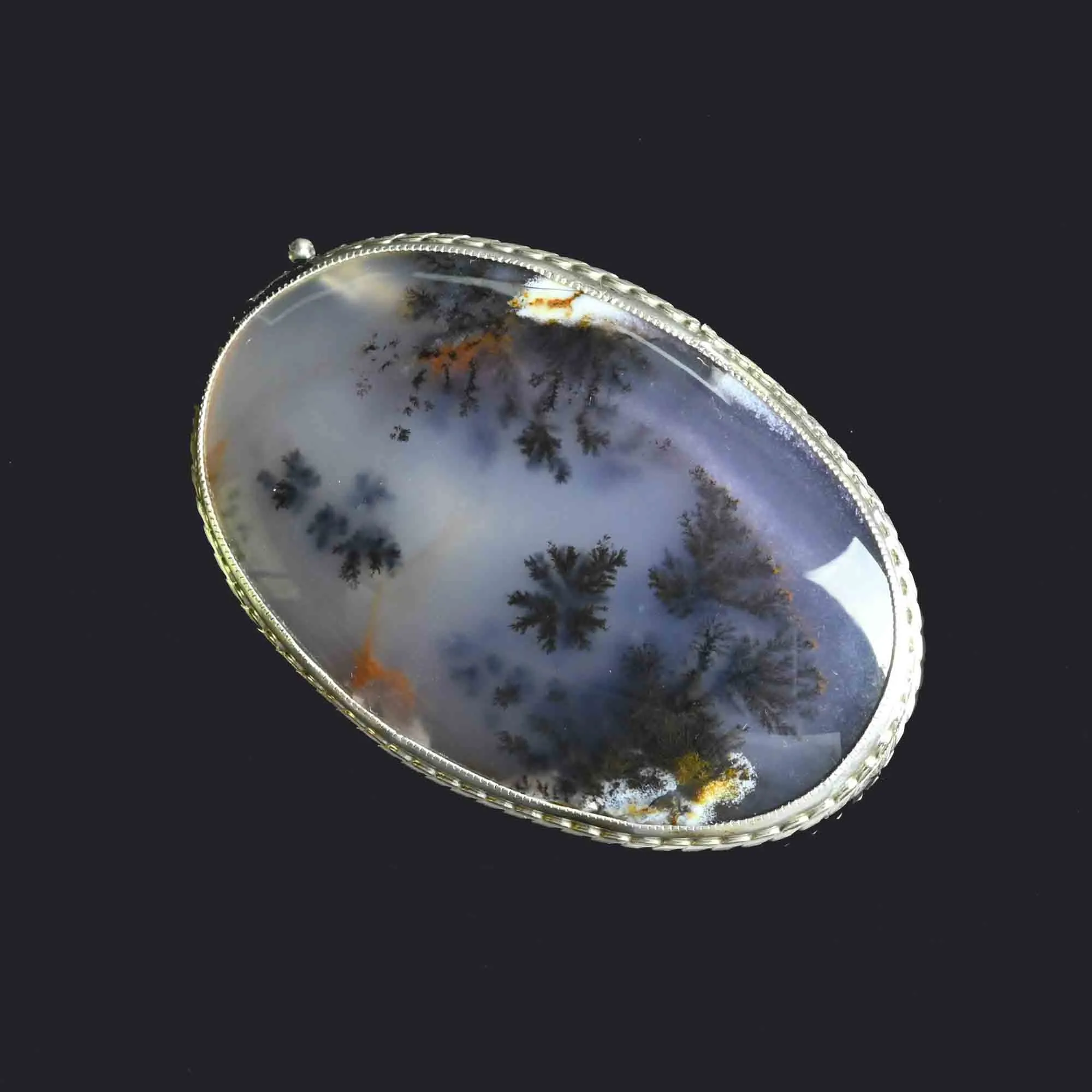 Antique Edwardian Dendritic Moss Agate Brooch