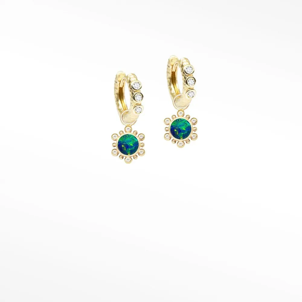 Athena 7mm Doublet Opal 18k Yellow Gold Convertible Earrings