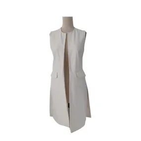 Atmosphere White Sleeveless Long Open Jacket | Pre Loved |