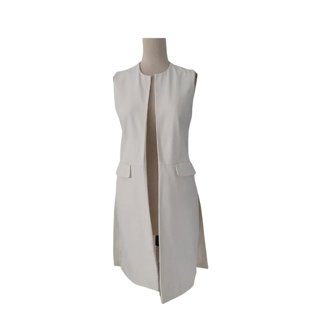 Atmosphere White Sleeveless Long Open Jacket | Pre Loved |