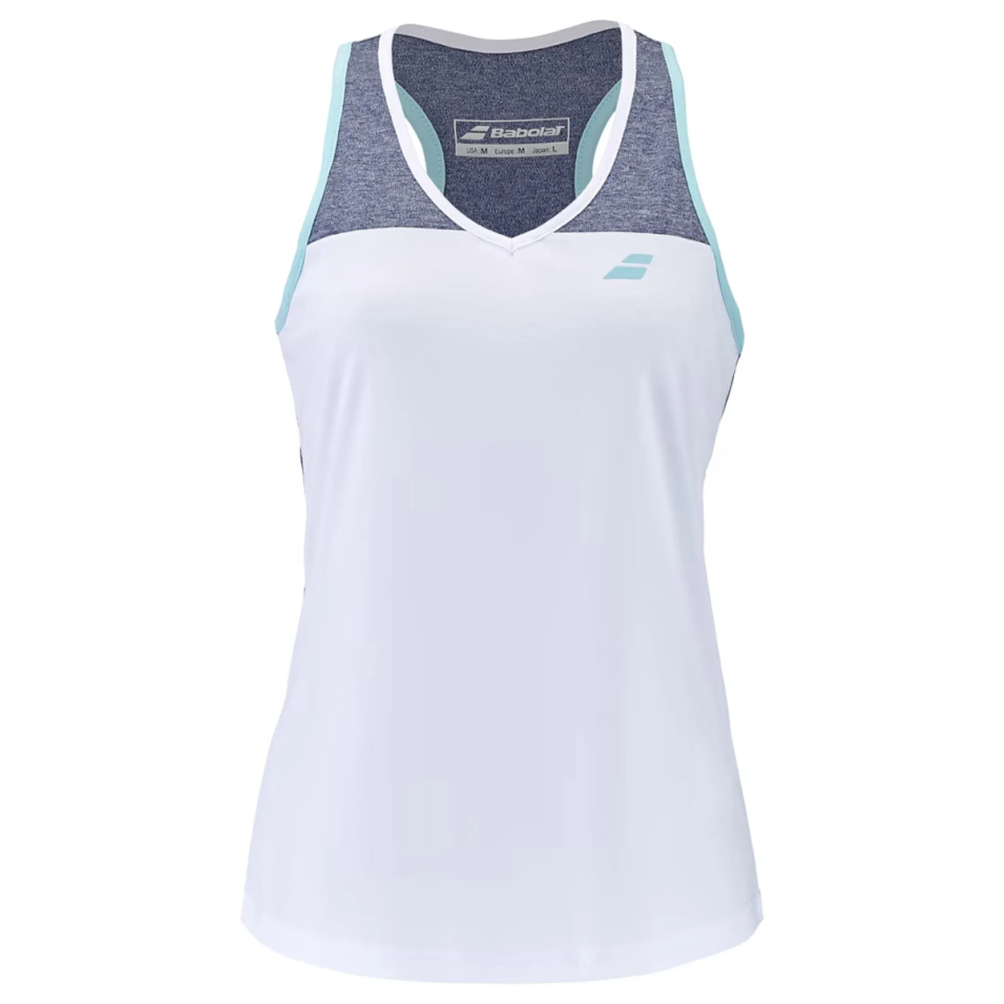 Babolat Women's Play Tank Top [White/Heather Blue]