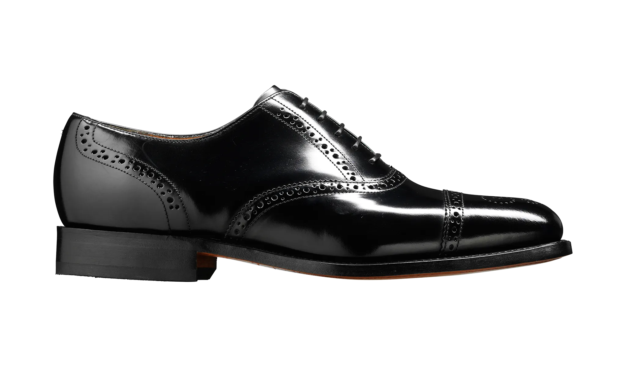 Barker Alfred Half Brogue Shoe - Hi Shine Black