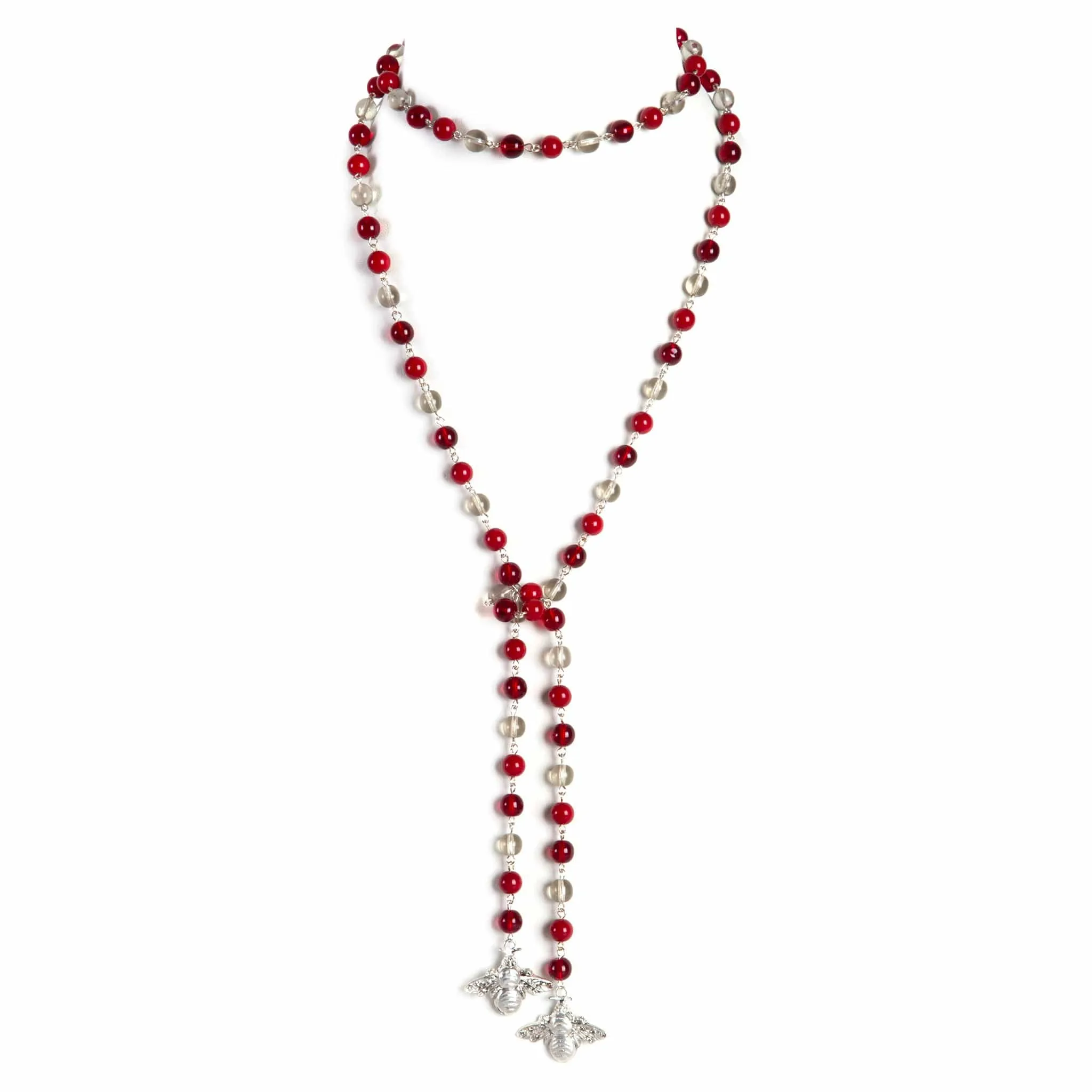 Beaded Bee Lariat - Rejuvenated Ruby