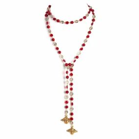 Beaded Bee Lariat - Rejuvenated Ruby