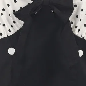 Black and White Polka Dot Top Retro 50s Pencil Dress