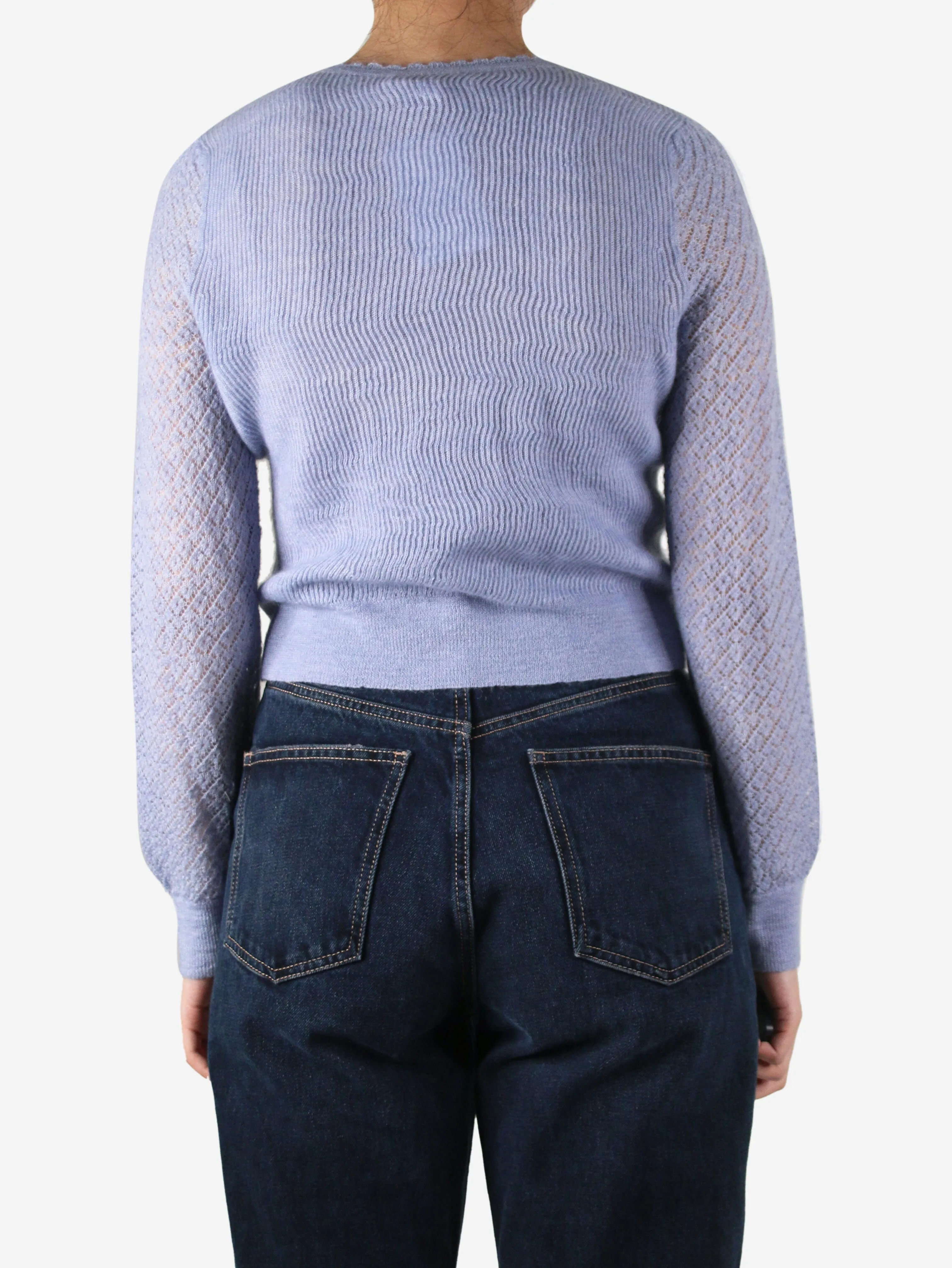 Blue crewneck patterned jumper - size S