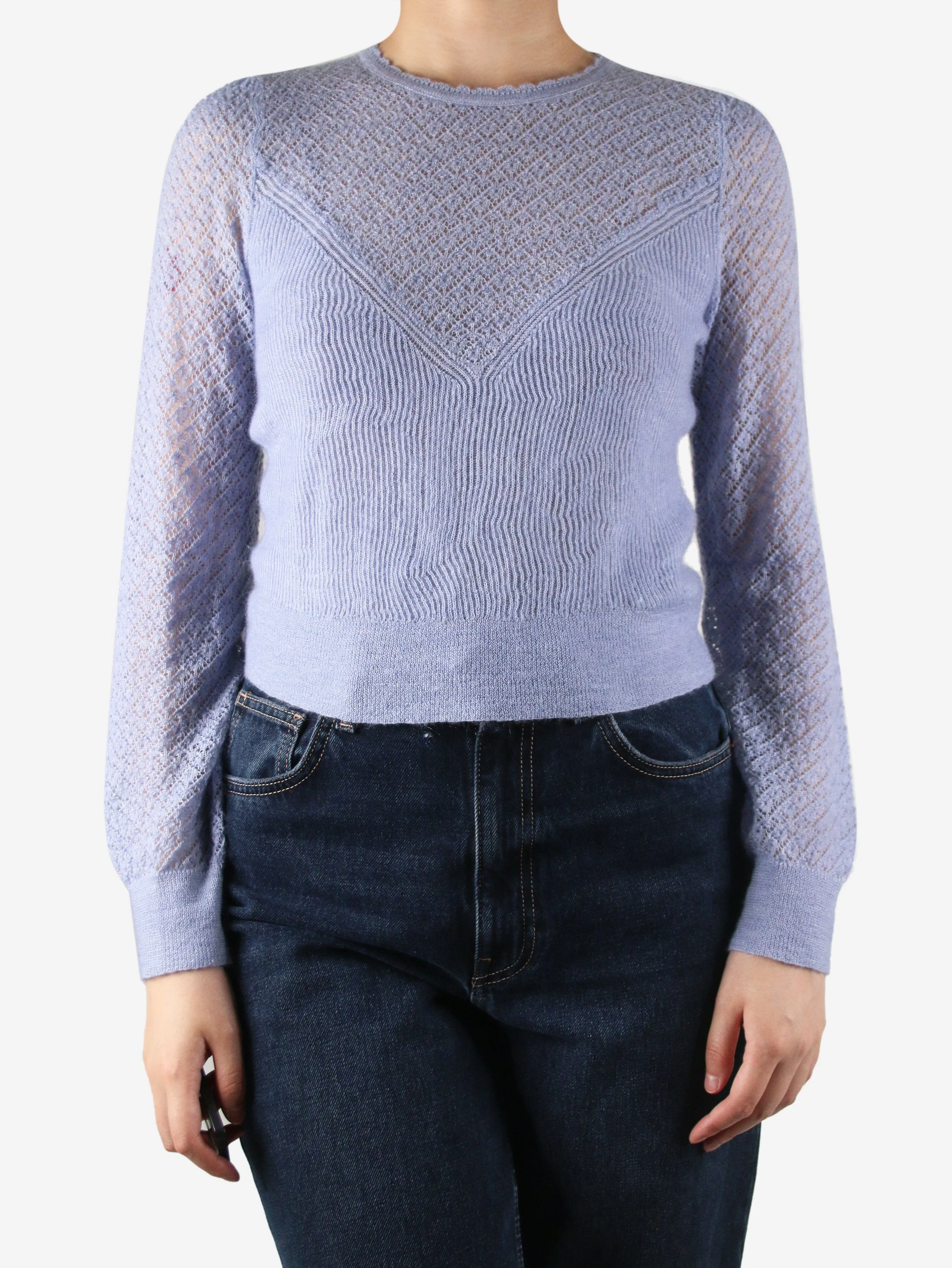 Blue crewneck patterned jumper - size S