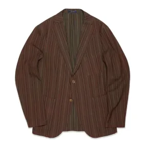 BOGLIOLI Galleria Brown Striped Wool-Silk Unconstructed Jacket EU 48 NEW US 38