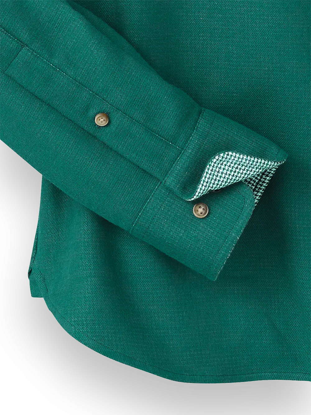 Brushed Twill Solid Casual Shirt With Contrast Trim - Green