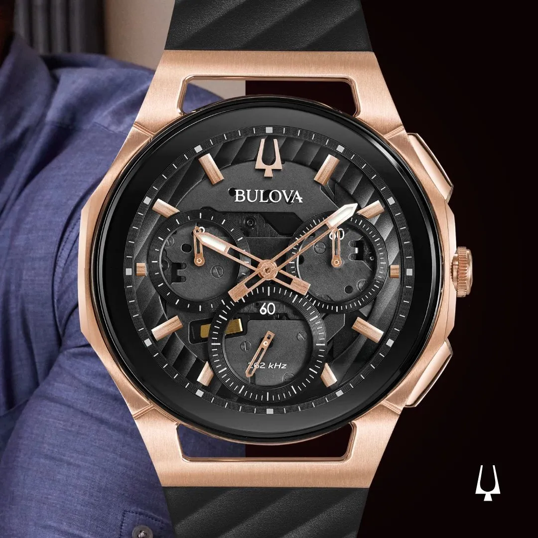 Bulova Mens curved chronograph movement watch