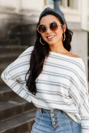 Cabin Cozies Ivory Striped Knit Top