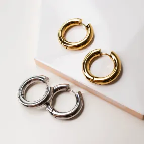 Chunky Donut Locking Hoop Earrings