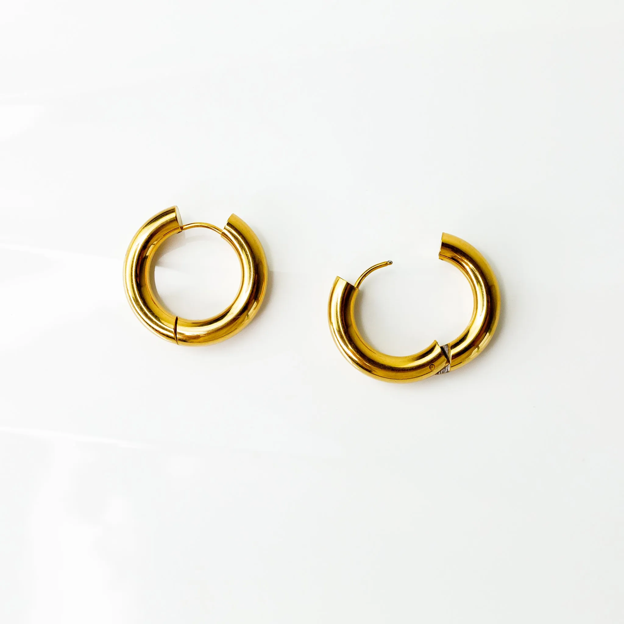 Chunky Donut Locking Hoop Earrings