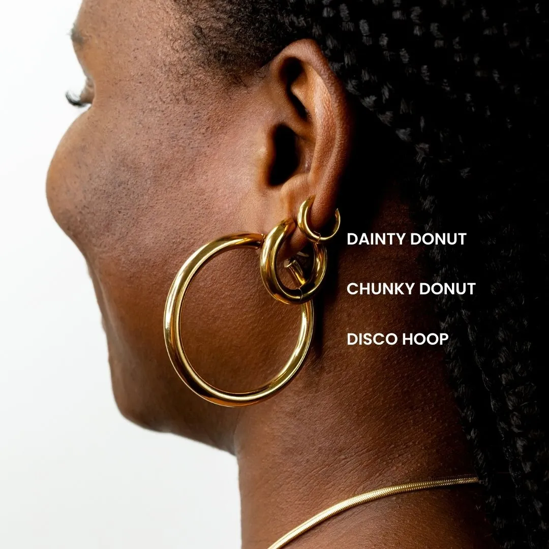 Chunky Donut Locking Hoop Earrings