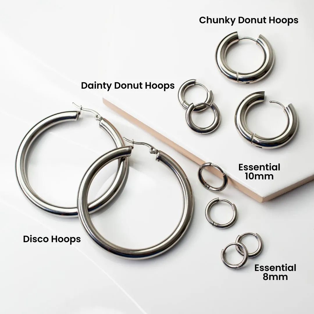 Chunky Donut Locking Hoop Earrings