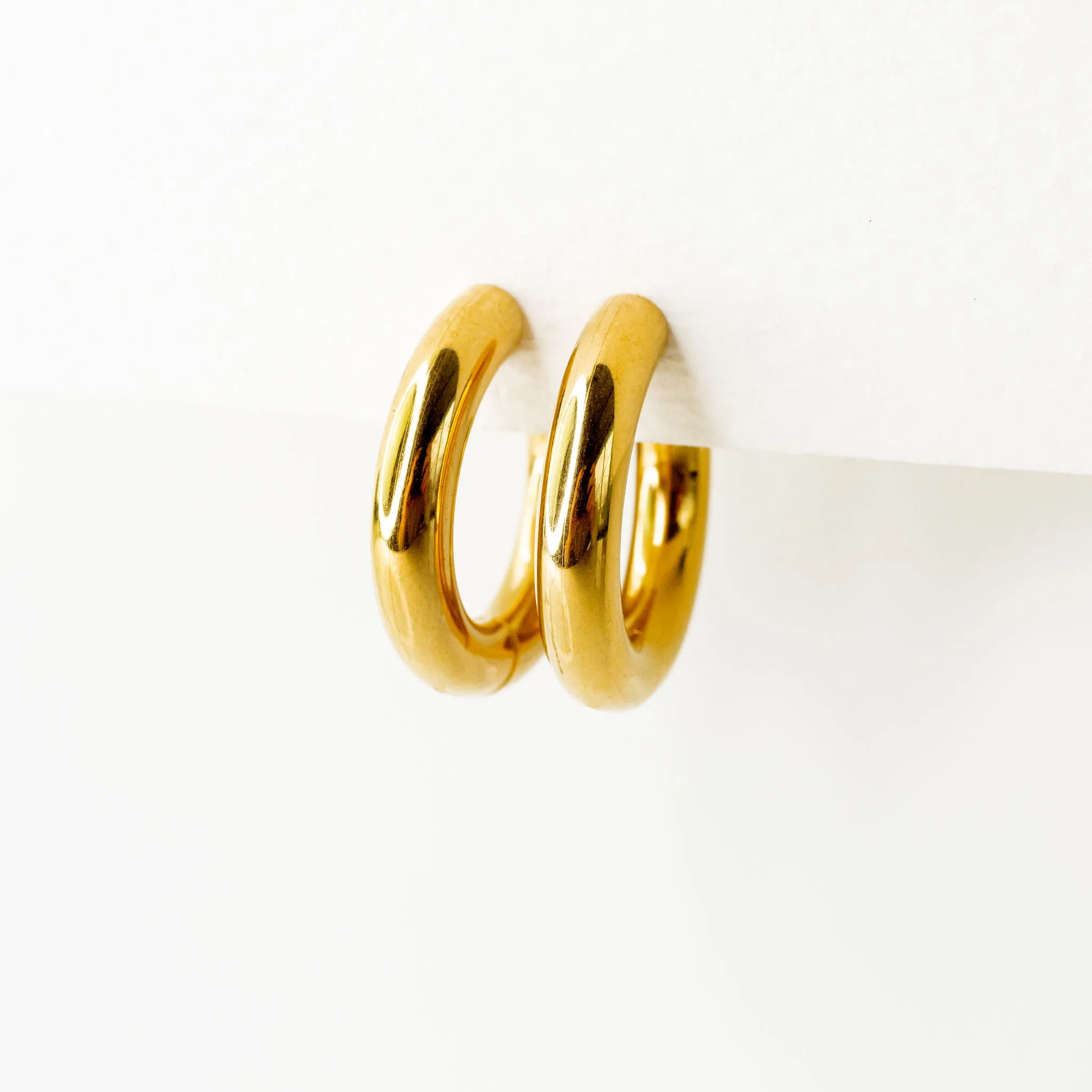 Chunky Donut Locking Hoop Earrings