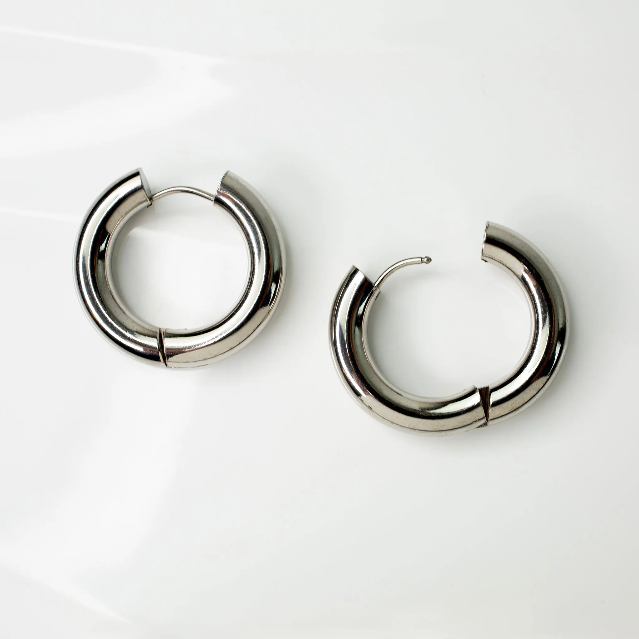 Chunky Donut Locking Hoop Earrings