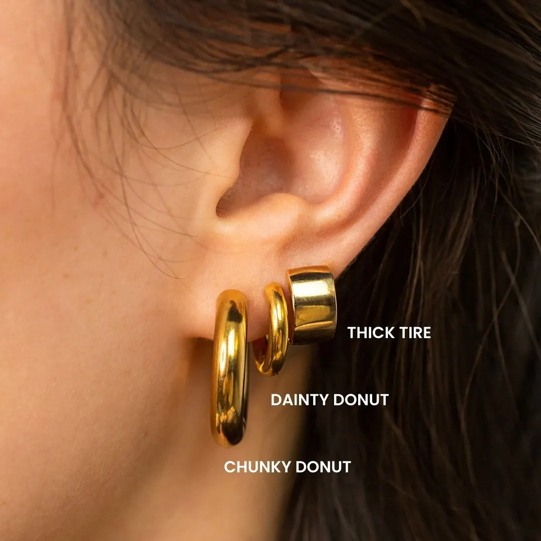 Chunky Donut Locking Hoop Earrings