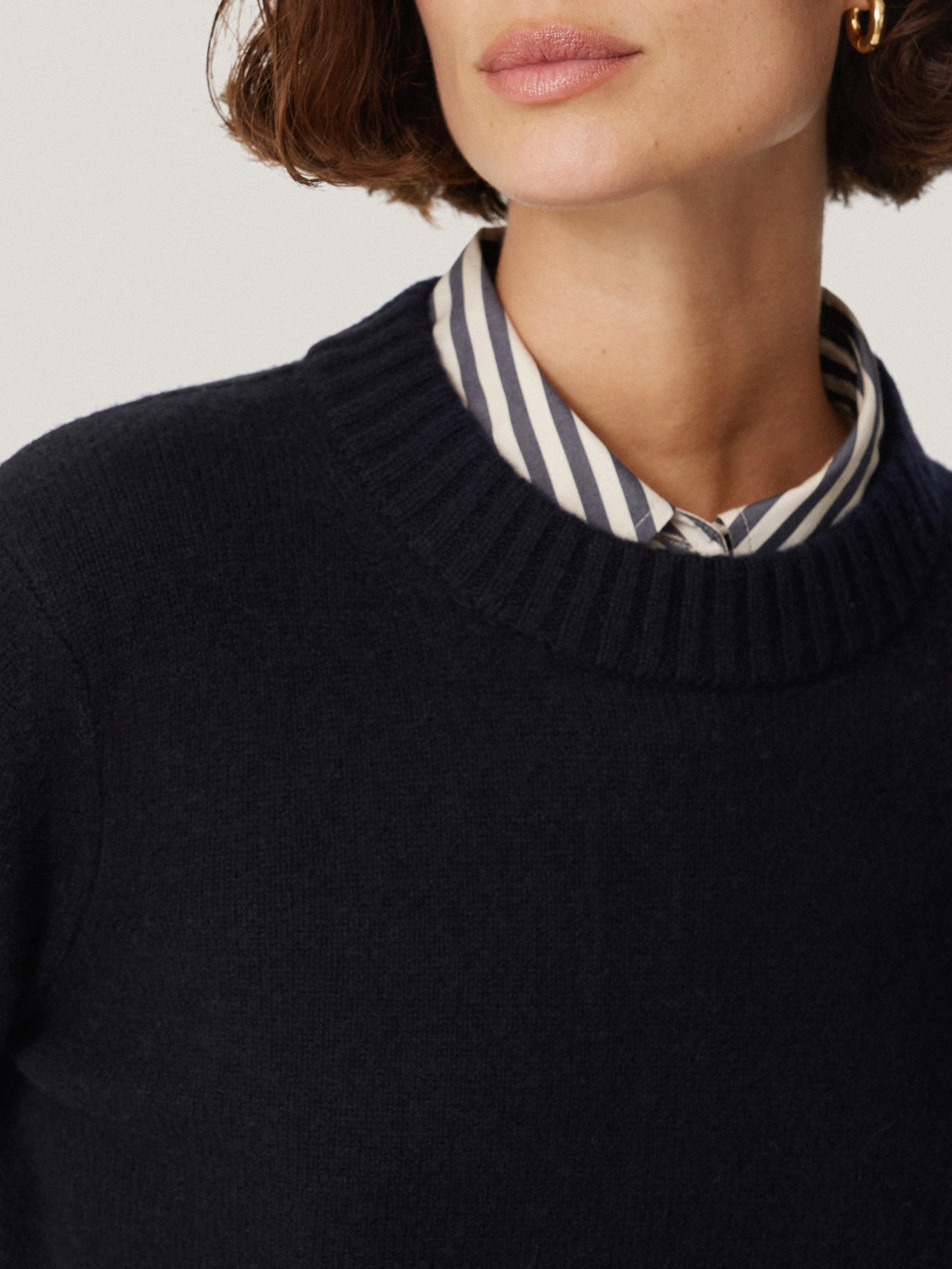 Compact Wool Cashmere Blend Jumper | Navy