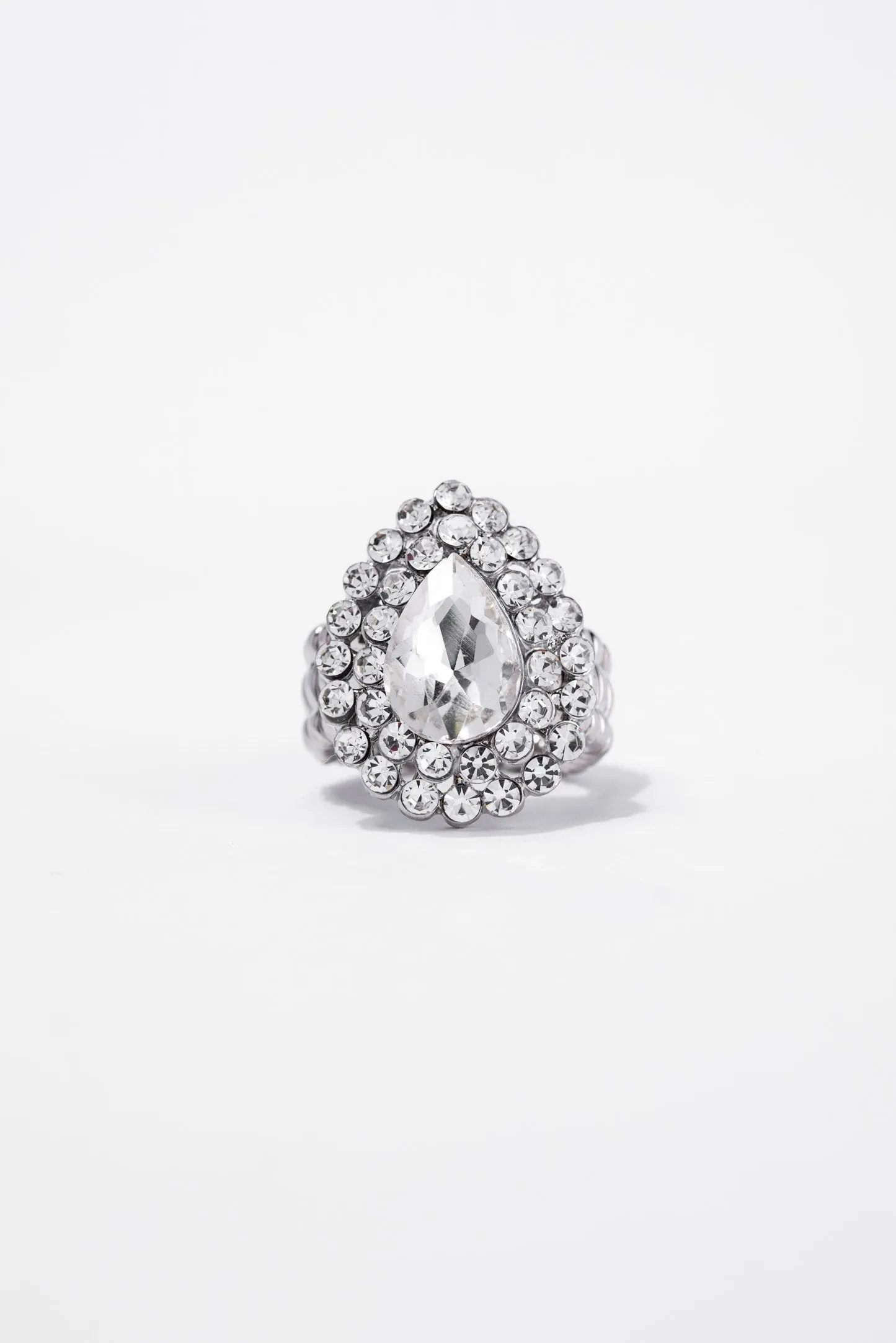 Delphi Teardrop Rhinestone Stretch Ring