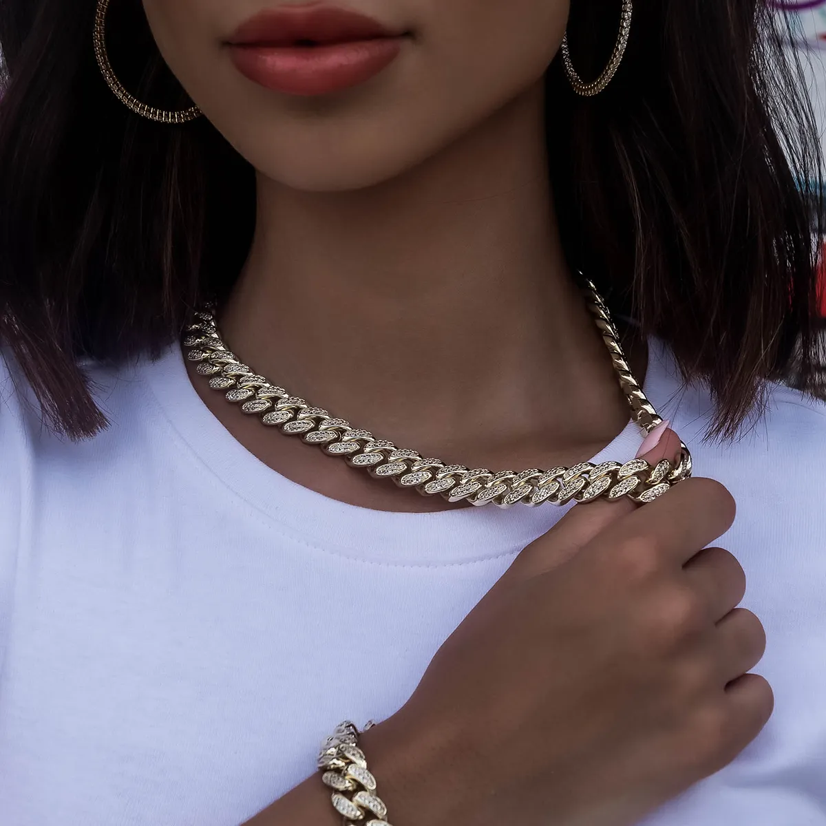 Diamond Cuban Link Necklace in Yellow Gold- 12mm