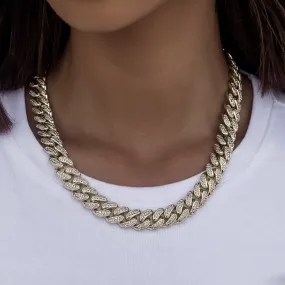 Diamond Cuban Link Necklace in Yellow Gold- 12mm