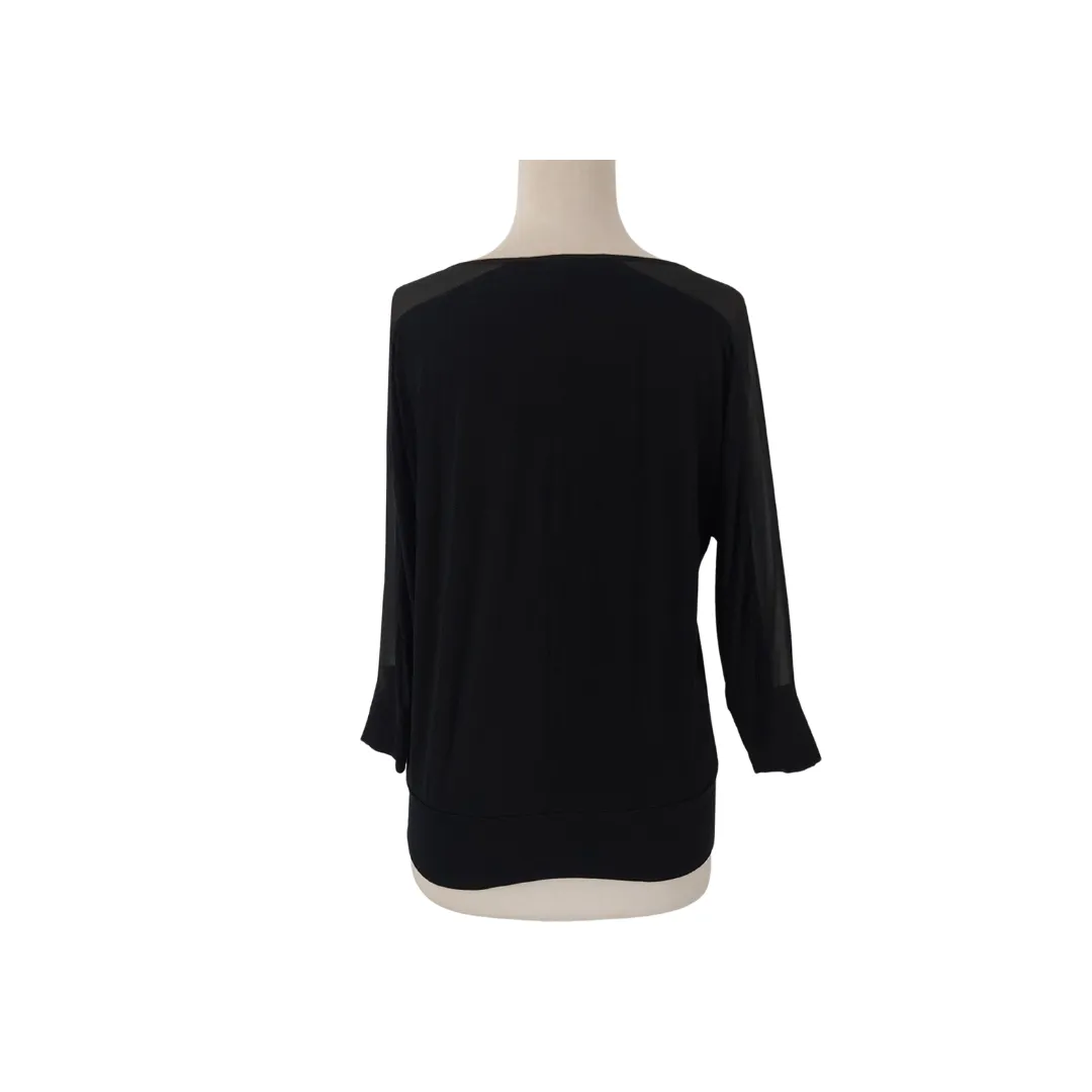 DKNY Black Sheer Shoulders Shirt | Like New |