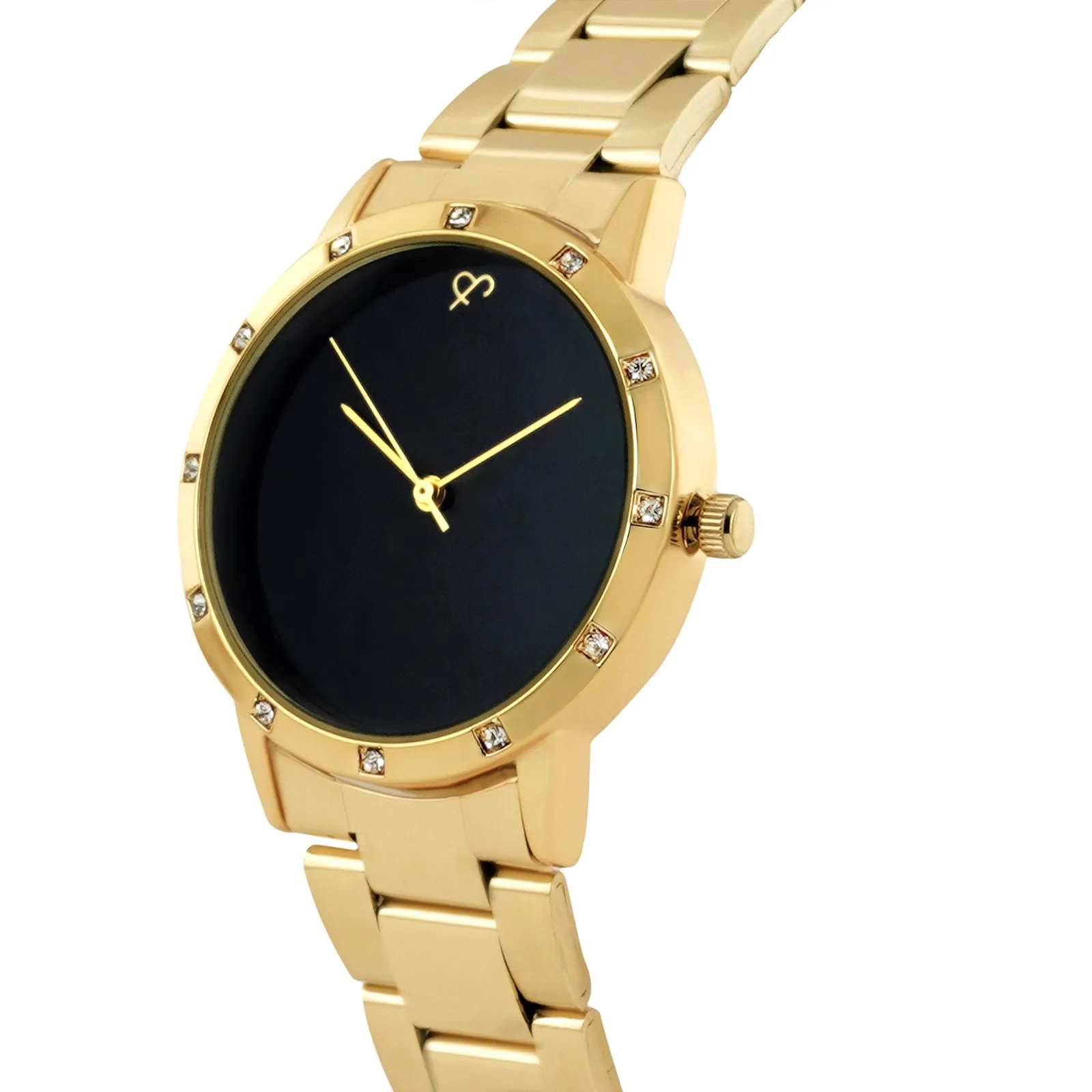 Dusk Black Dial Gold Metallic Strap Watch