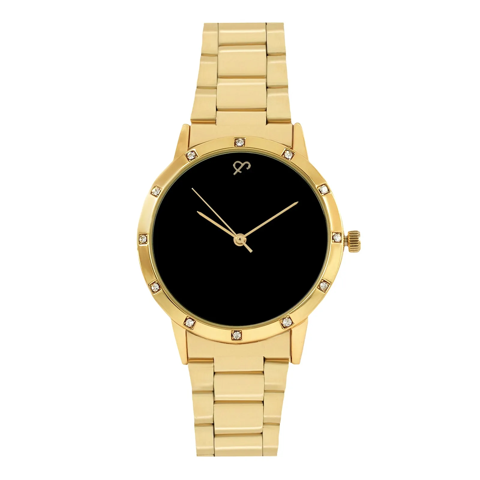 Dusk Black Dial Gold Metallic Strap Watch