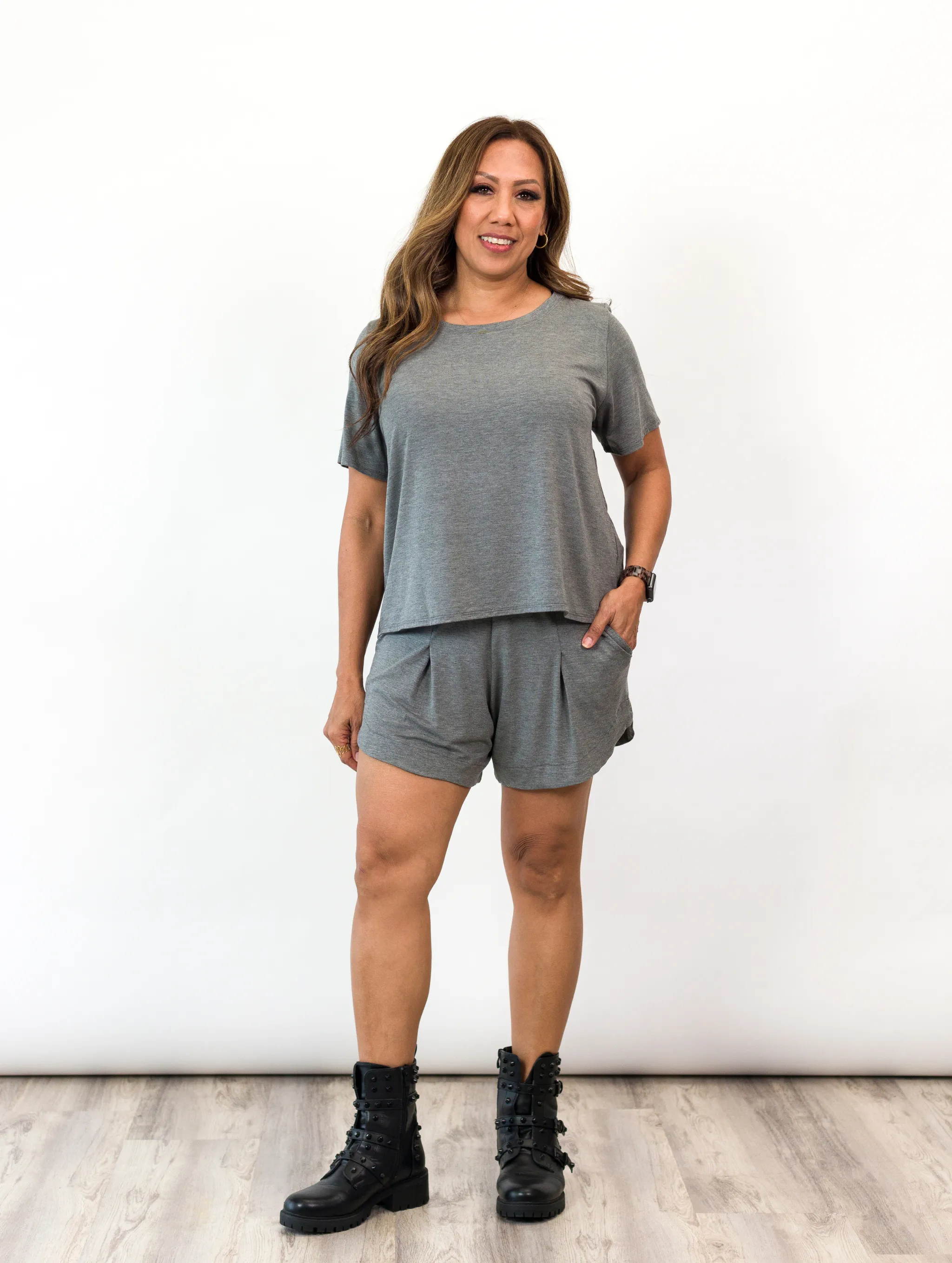 Emi Top - Charcoal Rayon Jersey