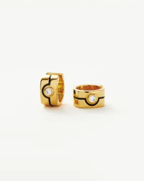 Enamel & Stone Square Small Hoop Earrings